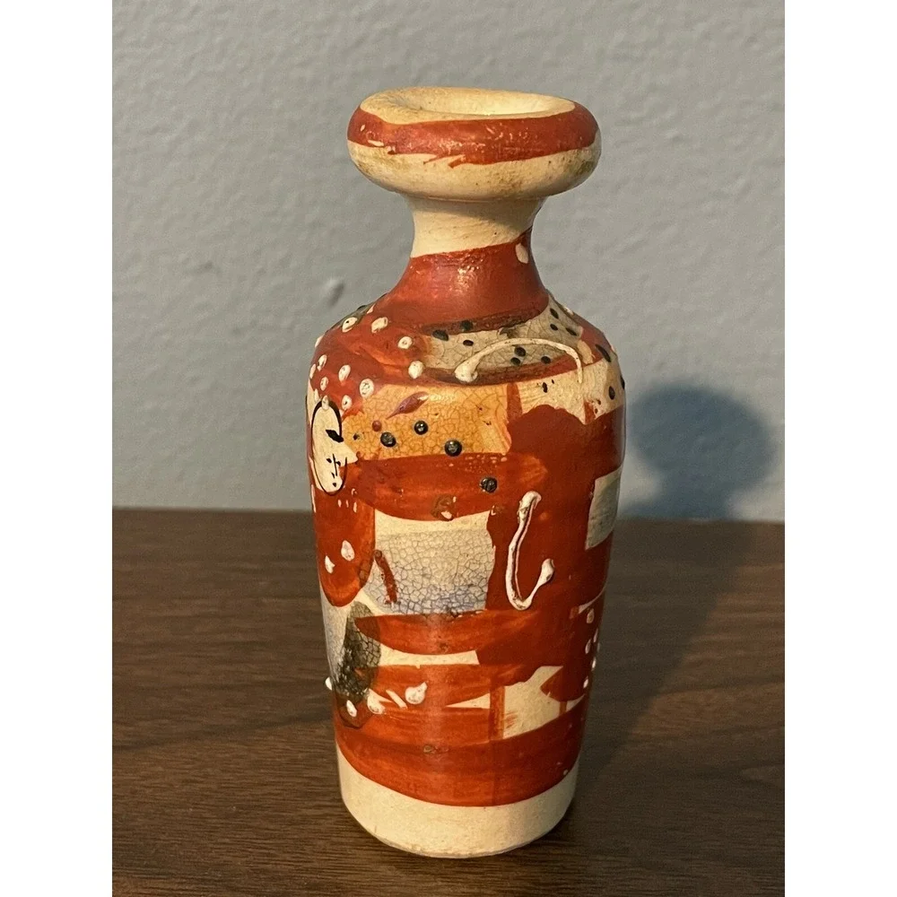 Vintage Mini Satsuma Pottery Vase Hand Painted 4 Inches Decor Shelf Sitter‎